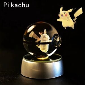 BNWT Pokemon 3D Crystal Ball Night Light Lamp Statue - Pikachu Kids Gift